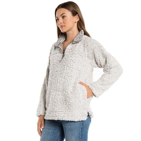 Thread & Supply Grey Fleece Half Zip Long Sleeve Top Size Medium - Picture 1 of 6